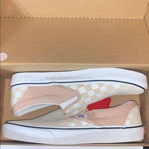 Checkered print slip on vans